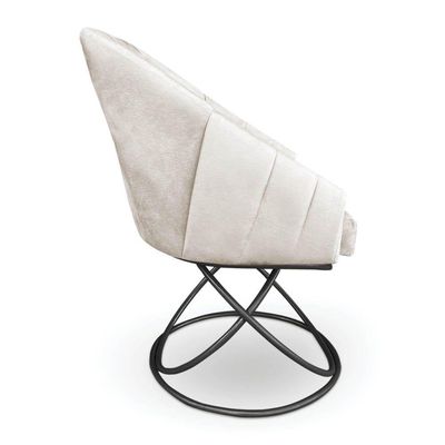 Kit 4 Poltronas Luxo Alana Veludo Base Luxo Preto - Pallazio Cor Bege