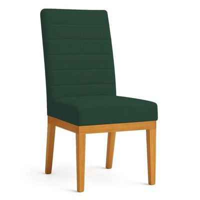Kit 6 Cadeiras De Jantar Solana Suede Verde Base De Madeira - Pallazio