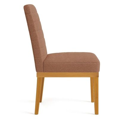 Kit 4 Cadeiras De Jantar Solana Boucle Terracota Base De Madeira - Pallazio