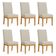 Kit 6 Cadeiras De Jantar Solana Suede Cappuccino Base De Madeira - Pallazio