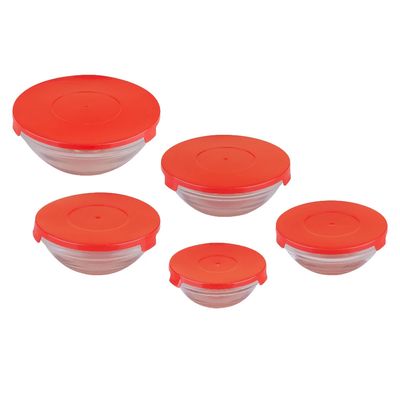 Conjunto de Potes de Vidro Cazza com Tampa Plástica 5 Peças