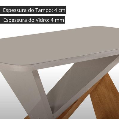 Mesa De Jantar Yasmin 180cm Tampo Mdf Moderna Mobília Naturalle /off White /serig. Off
