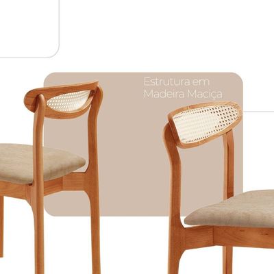 Conjunto 2 Cadeira De Jantar Noronha Premium Moderna Mobília Milano / Imbuia Nat.