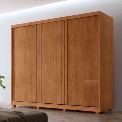 Guarda Roupa Casal Connor Mdf 3 Portas 2 Gavetas Com Pés Naturalle