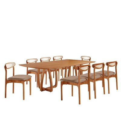 Sala De Jantar Mesa Flora 240cm Tampo Laminado 8 Cad Noronha Atacama/imbuia Nat/cinam. Imbuia