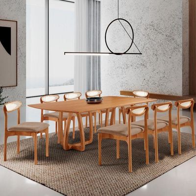 Sala De Jantar Mesa Flora 240cm Tampo Laminado 8 Cad Noronha Atacama/imbuia Nat/cinam. Imbuia