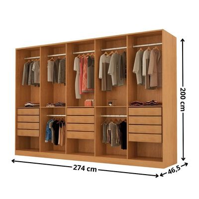 Guarda Roupa Casal Everest Mdf 10 Pts 12 Gav 5 Prateleiras Naturalle/off White