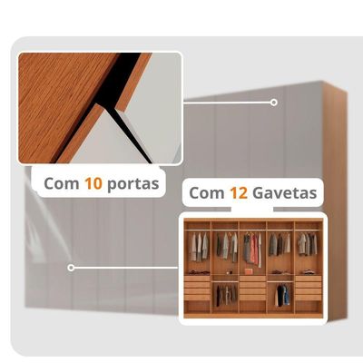 Guarda Roupa Casal Everest Mdf 10 Pts 12 Gav 5 Prateleiras Naturalle/off White