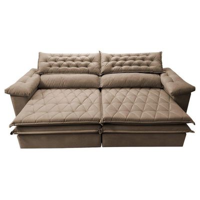 Sofá Retrátil E Reclinável 2,72m Molas Ensacadas Cama Inbox Alemanha Viscoelástico Velusoft Castor