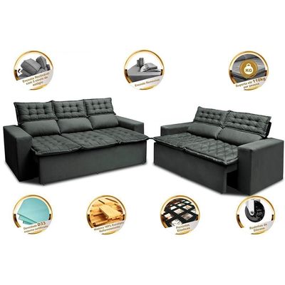 Conjunto Sofá 3 E 2 Lugares Retrátil Reclinável 2,00x1,50m