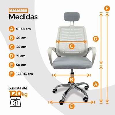 Cadeira Escritório Diretor Mesh Encosto Branco Unitário