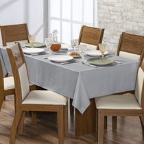 Toalha de Mesa 6 Lugares Térmica Impermeável 1,40 m x 2,00 m 100% Policloreto de Vinila - Cinza