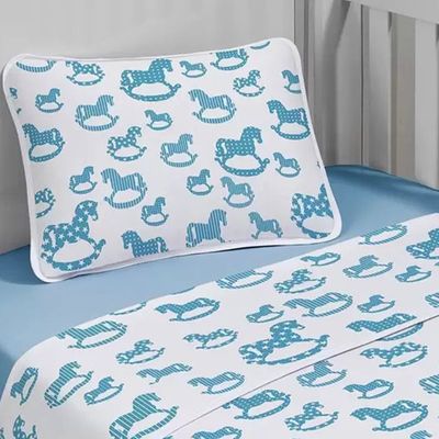 Jogo de Cama Tecebem Malha Berço Estampado Sucesso 3 Peças Azul