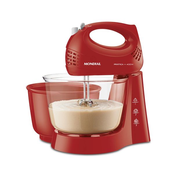 Batedeira Mondial Prática Duo B-45-R Vermelha - 400W 110V Batedeira Mondial Prática Duo B-45-R Vermelha - 400W 110V