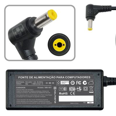 Fonte Carregador p/Notebook HP 19V 1.58A 30W 4.0mm 1.7mm - MM481