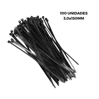 Abraçadeira Nylon proteção UV  2.5x150mm 100 Unidades Preta