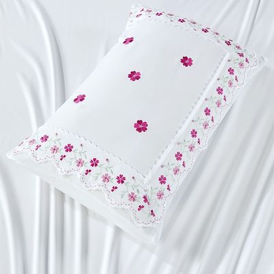 Jogo de Cama Lençol Queen Bordado Maximo 4 Peças - Branco A  - 100% Poliéster
