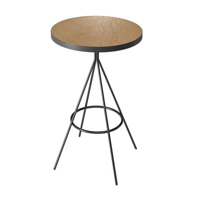 Mesa Bistrô Alta Redonda Cozinha Industrial Pé Aço Dhalia PU S02 - D'Rossi Preto