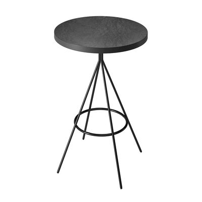 Mesa Bistrô Alta Redonda Cozinha Industrial Pé Aço Dhalia PU S02 - D'Rossi Preto