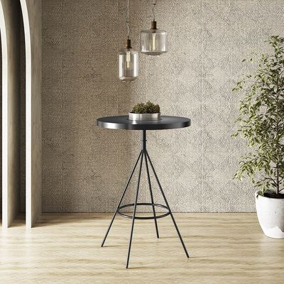 Mesa Bistrô Alta Redonda Cozinha Industrial Pé Aço Dhalia PU S02 - D'Rossi Preto