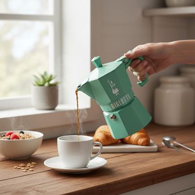 Cafeteira Italiana Bialetti Moka Express 3 Xícaras: Edição Exclusive Verde com Design Retrô