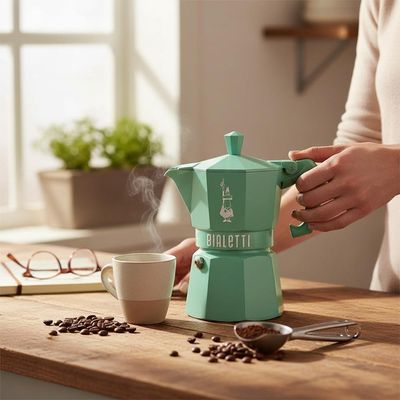 Cafeteira Italiana Bialetti Moka Express 3 Xícaras: Edição Exclusive Verde com Design Retrô