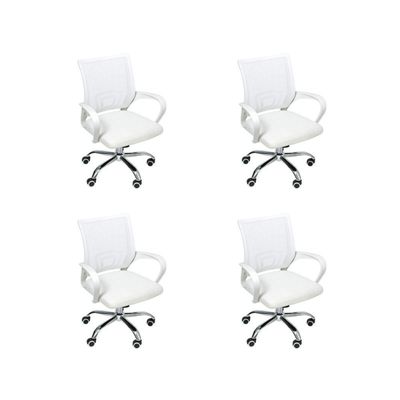 Kit 4 Cadeiras De Escritório Begonia Ergonômico Branco