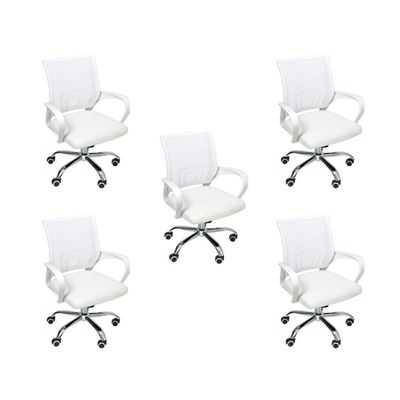Kit 5 Cadeiras De Escritório Begonia Ergonômico Branco
