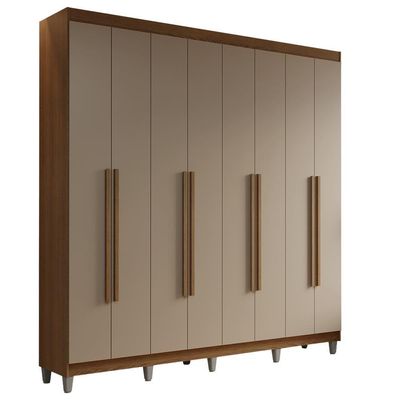 Guarda-roupa Casal Com Pés 8 Portas Batentes Rustic-crema-rustic Saturno Madesa