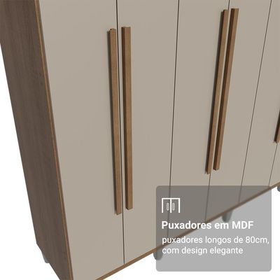 Guarda-roupa Casal Com Pés 8 Portas Batentes Rustic-crema-rustic Saturno Madesa