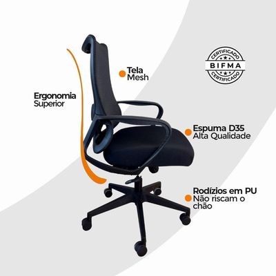 Cadeira De Escritório Diretor Oficial Verona Sem Apoio