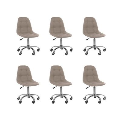Kit 6 Cadeiras Office Eiffel Botonê Oficial Base Bege