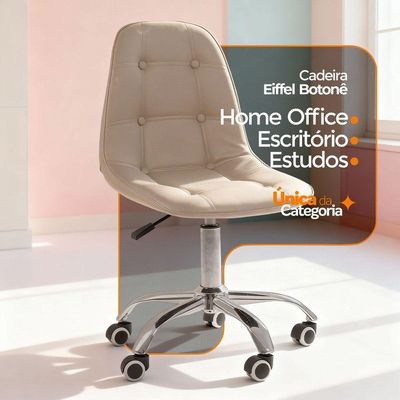 Kit 6 Cadeiras Office Eiffel Botonê Oficial Base Bege