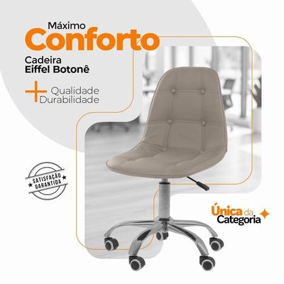 Kit 6 Cadeiras Office Eiffel Botonê Oficial Base Bege