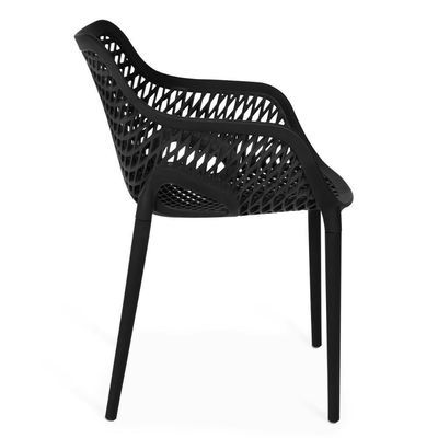 Kit 8 Cadeiras De Jantar Design Suits Com Braços Empilhável Em Polipropileno - Preto