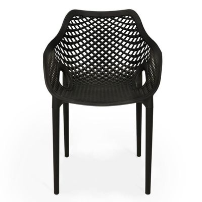 Kit 8 Cadeiras De Jantar Design Suits Com Braços Empilhável Em Polipropileno - Preto