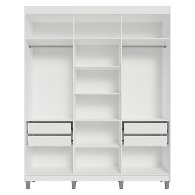 Guarda-roupa Casal Com Pés 6 Portas Batentes Com Espelho Branco-branco-rustic Saturno Madesa
