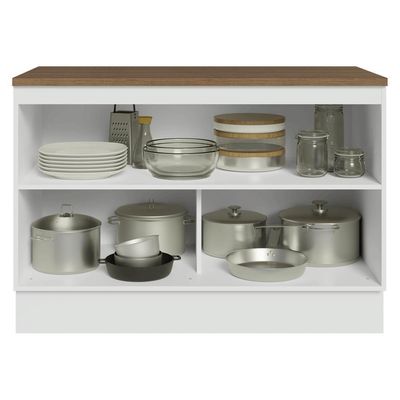 Balcão De Cozinha 120 Cm 2 Portas Branco Tampo Rustic Vik Madesa Branco/rustic