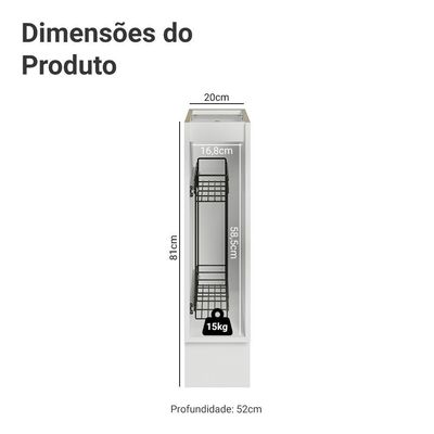 Balcão Porta-temperos 20 Cm 1 Porta (sem Tampo) Branco/azul Vik Madesa Branco/azul
