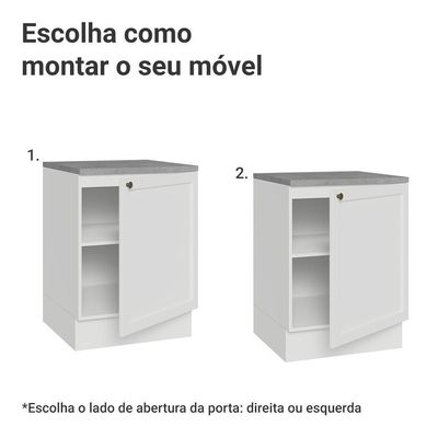 Balcão De Cozinha 60 Cm 1 Porta Branco Vik Madesa Branco