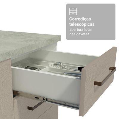 Armário De Cozinha Completa 190cm Com Cristaleira Agata Madesa Branco Crema