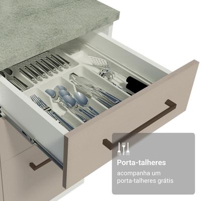 Armário De Cozinha Completa 190cm Com Cristaleira Agata Madesa Branco Crema