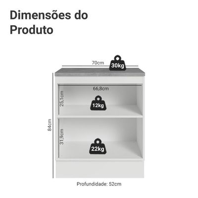 Balcão De Cozinha 70 Cm 2 Portas Branco/verde Vik Madesa Branco/verde