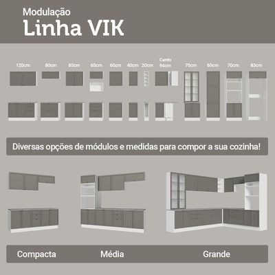 Balcão De Cozinha 70 Cm 2 Portas Branco/cinza Vik Madesa Branco/cinza