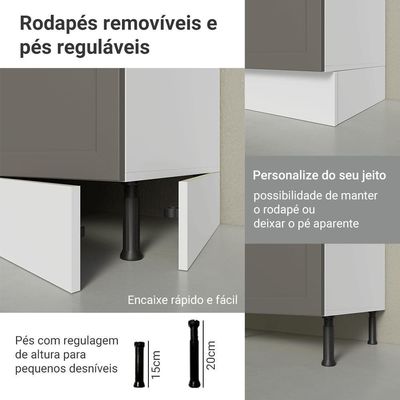 Balcão De Cozinha 70 Cm 2 Portas Branco/cinza Vik Madesa Branco/cinza