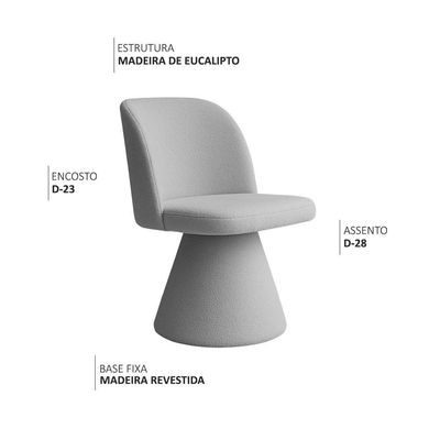 Kit 02 Cadeiras De Jantar Fixa Liz Bouclé Cinza Claro - Nexta Casa