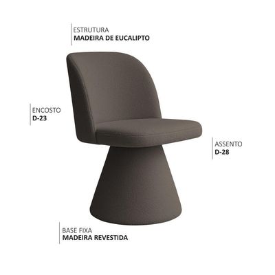 Kit 02 Cadeiras De Jantar Fixa Liz Bouclé Marrom - Nexta Casa