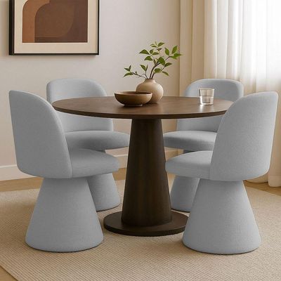 Kit 02 Cadeiras De Jantar Fixa Liz Bouclé Cinza Claro - Nexta Casa