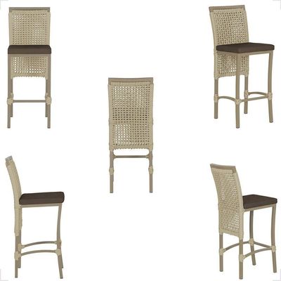 Mesa Bistrô E 4 Banquetas Roma Fendi Corda Estofado 9 Trama Rami
