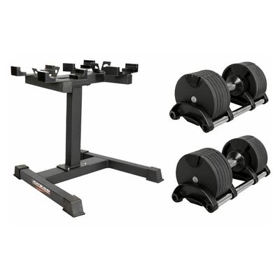 Kit Dumbell Ajustável 32kg Ahead Sports Com Suporte Rack Profissional